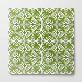 Modern Green and White Tropical Leaves Metal Print