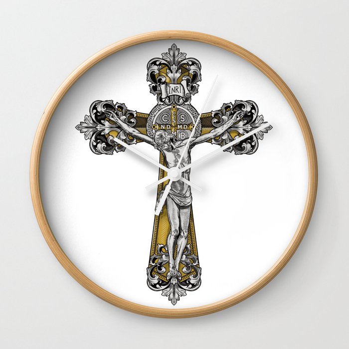 St Benedict Cross Crucifix Wall Clock