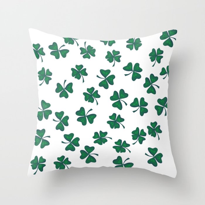 Retro Vintage St Patricks Day Green Shamrock Clover Throw Pillow