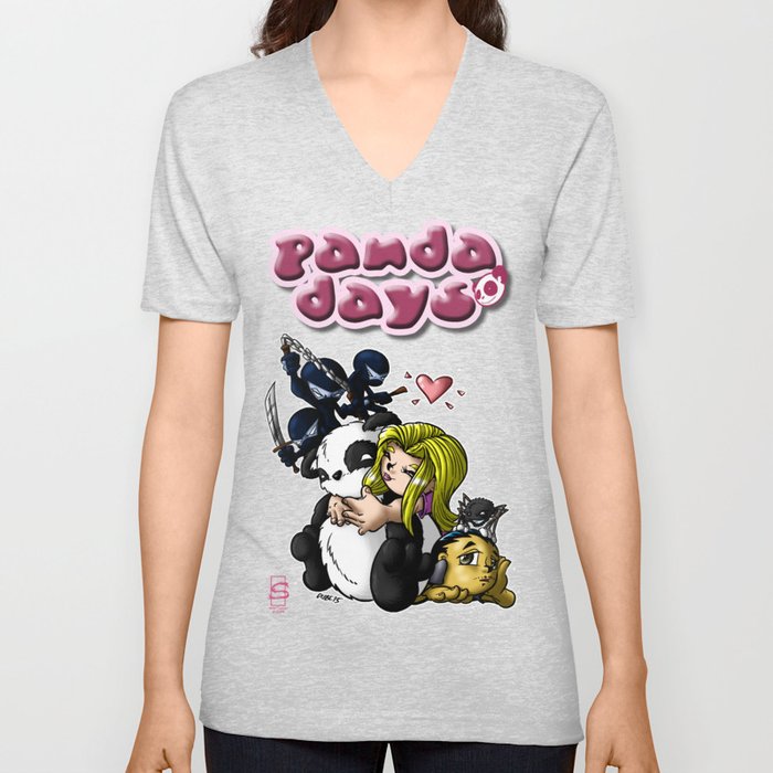 Panda Days Collection Cover Piece V Neck T Shirt