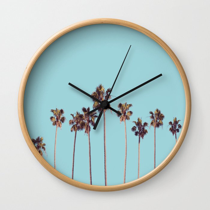 palm trees turquoise Wall Clock