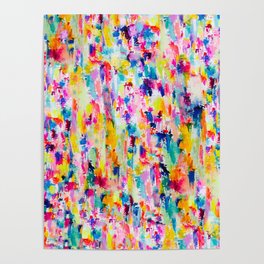 Bright Colorful Abstract Painting in Neons and Pastels Poster