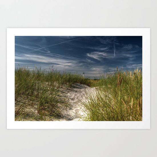 Light Tower and Dunes- Summer Beach Landscape #Society6 Art Print