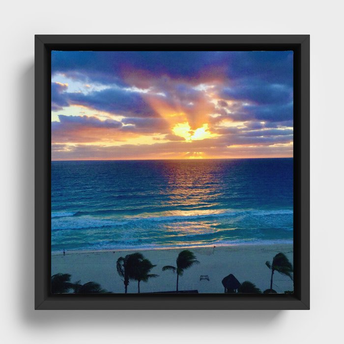 Cancun Stormy Sunrise Framed Canvas
