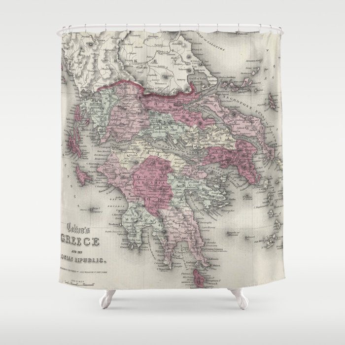 Vintage Map of Greece (1855)  Shower Curtain