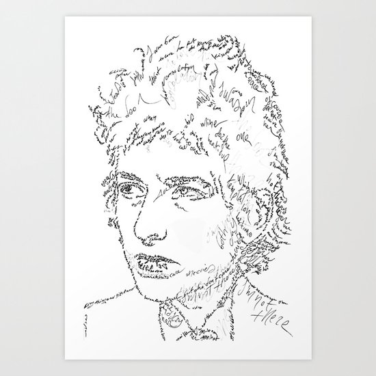 Bob Dylan WordsPortrait Art Print
