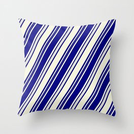 [ Thumbnail: Blue and Beige Colored Lines Pattern Throw Pillow ]