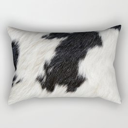 Black and White Cow Skin Print Pattern Modern, Cowhide Faux Leather Rectangular Pillow