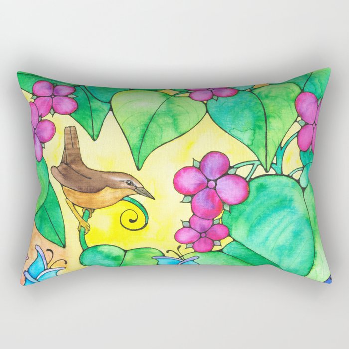 Wren in the Underbrush Rectangular Pillow
