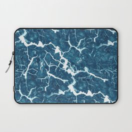 Electric Blue Lightning Marble Abstract Laptop Sleeve