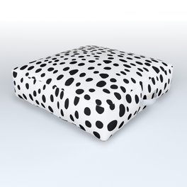 Modern Black and White Hand Drawn Polka Dots Outdoor Floor Cushion