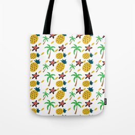 Pineapple and Palm Tree Tropical Theme Caribbean   Tote Bag