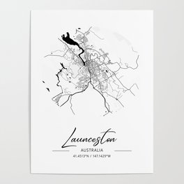 Launceston map coordinates Poster