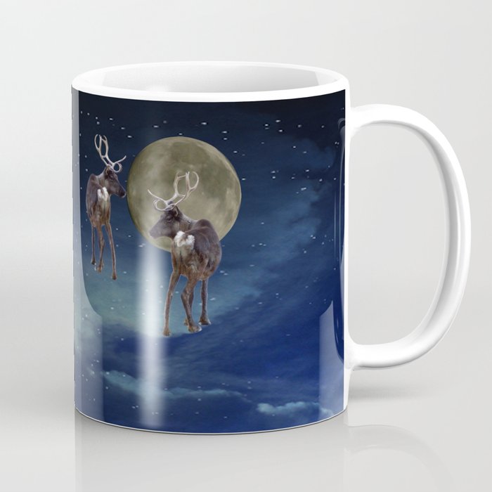 Cat and Reindeers Coffee Mug