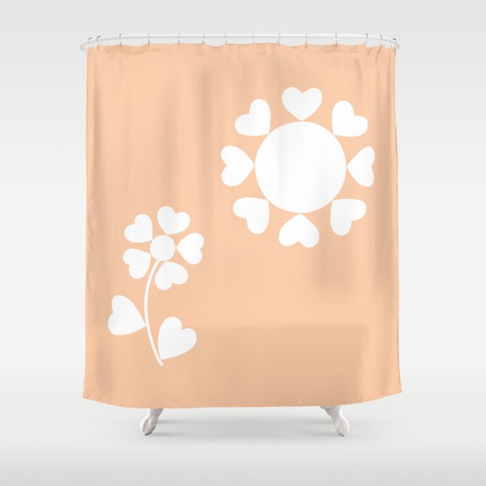 Love (peach and white) Shower Curtain