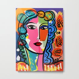 French Portrait Colorful Woman Fauvism by Emmanuel Signorino Metal Print