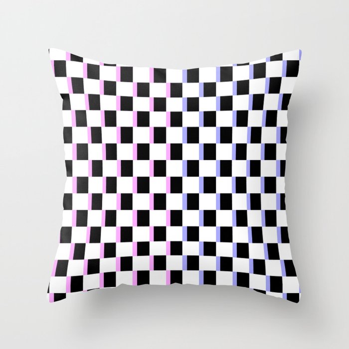 Retro Modern Abstract 80’s Checks in Pink and Purple Throw Pillow