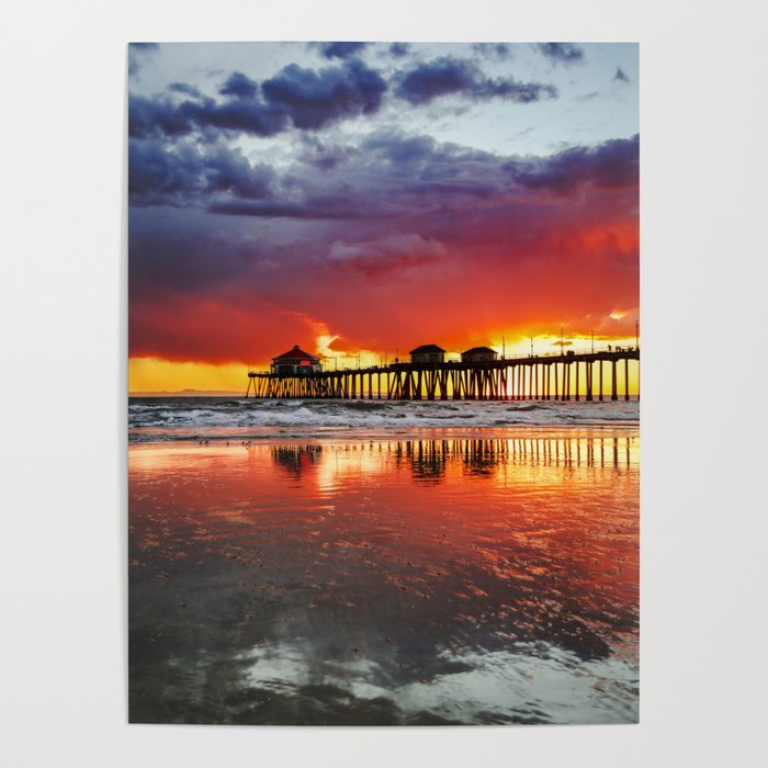 Huntington Beach Pier Sunset  2-18-19  Poster