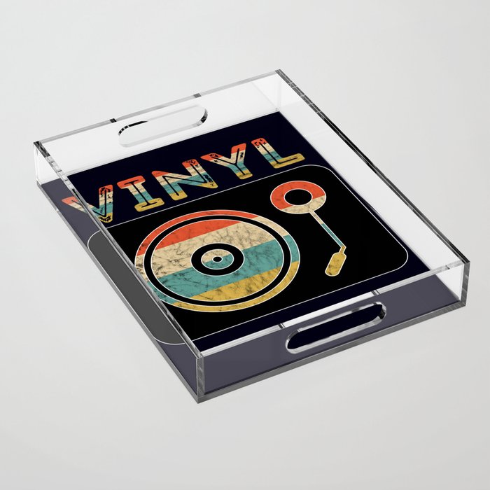 Vinyl Sunset DJ Turntable Old School Music Acrylic Tray