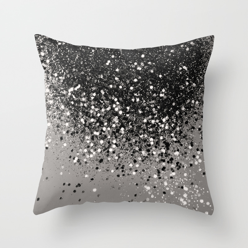 Silver Gray Glitter 1 Shiny Decor Art Society6 Throw Pillow