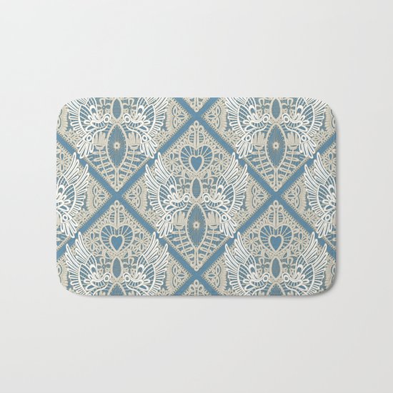 love bird lace blue Bath Mat