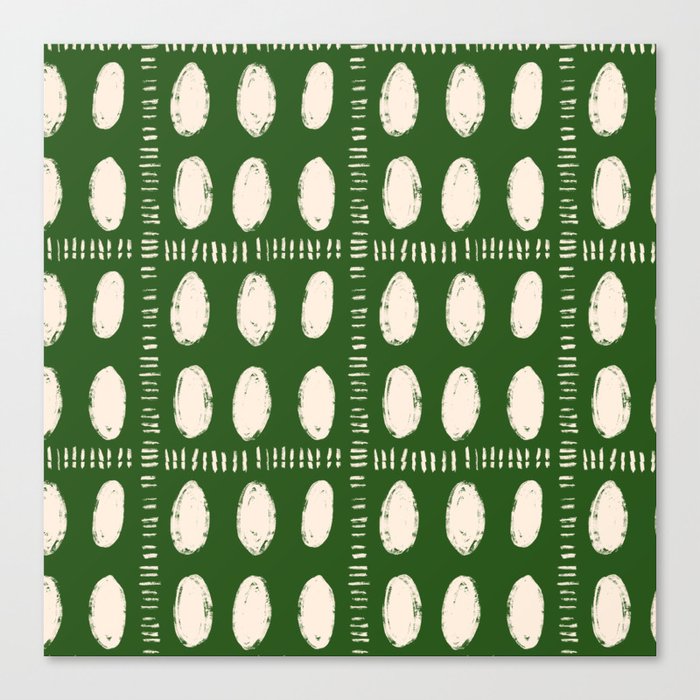 Green Boho Quilt Pattern Canvas Print