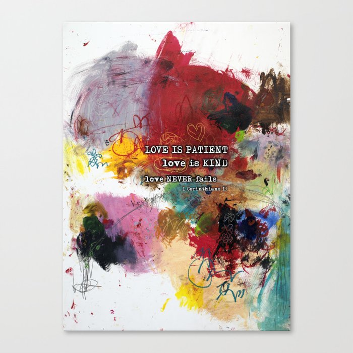 Love Never Fails Scripture Bible Verse Abstract Art Painting By