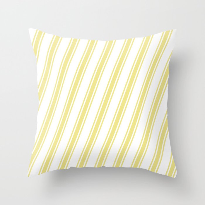 White & Tan Colored Lines/Stripes Pattern Throw Pillow