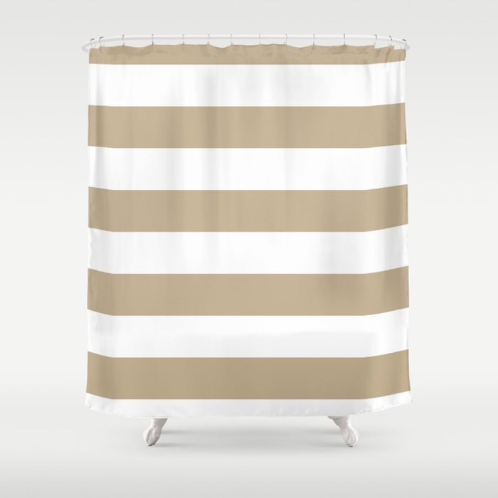 Horizontal Stripes White And Khaki Brown Shower Curtain By Society6 White And Khaki Brown Shower Curtain By, Brown White Striped Shower Curtain