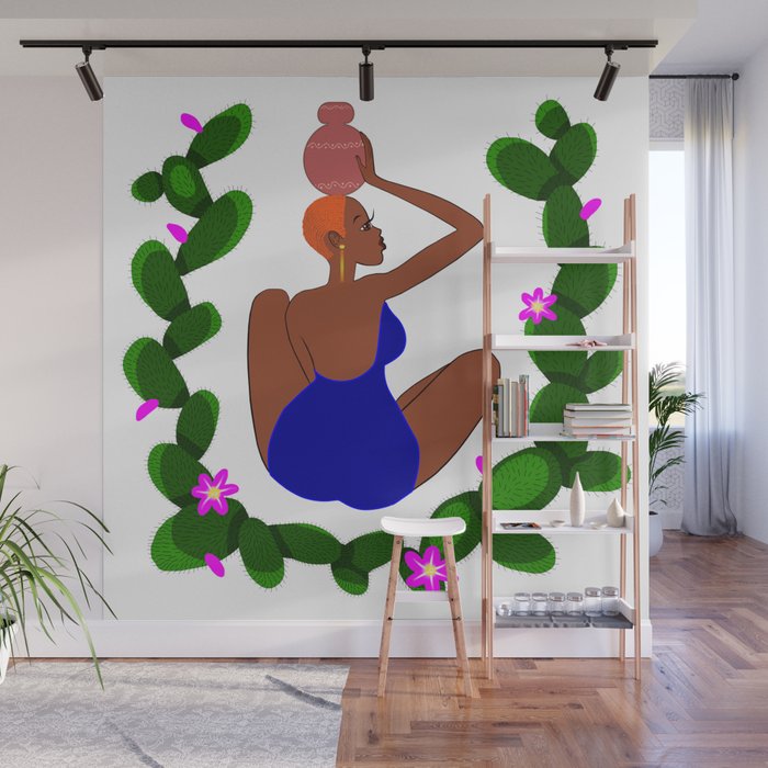 African woman with a vessel Wall Mural