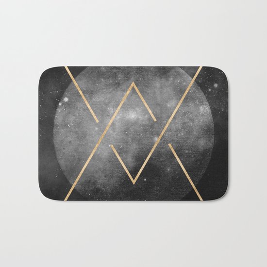 Gold Moon Geometric Tribal Design Bath Mat