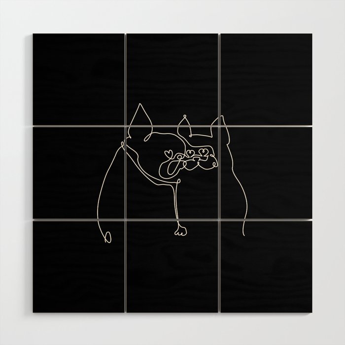 One Line Frenchie Kiss Wood Wall Art