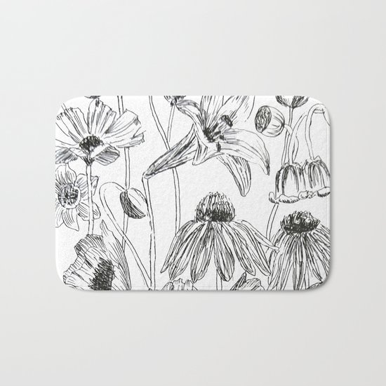 flower party black and white Bath Mat