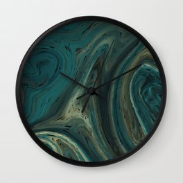 deep sea green marble effect  Wall Clock