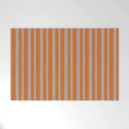 [ Thumbnail: Dark Grey & Chocolate Colored Lines/Stripes Pattern Welcome Mat ]