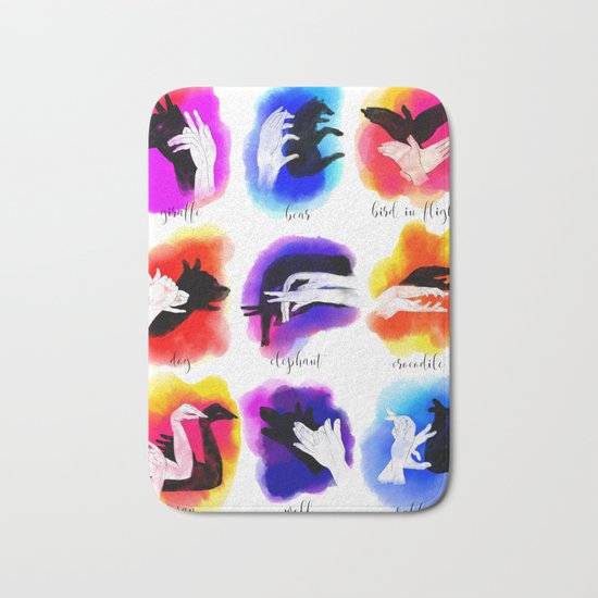 Watercolor Shadow Puppets Bath Mat
