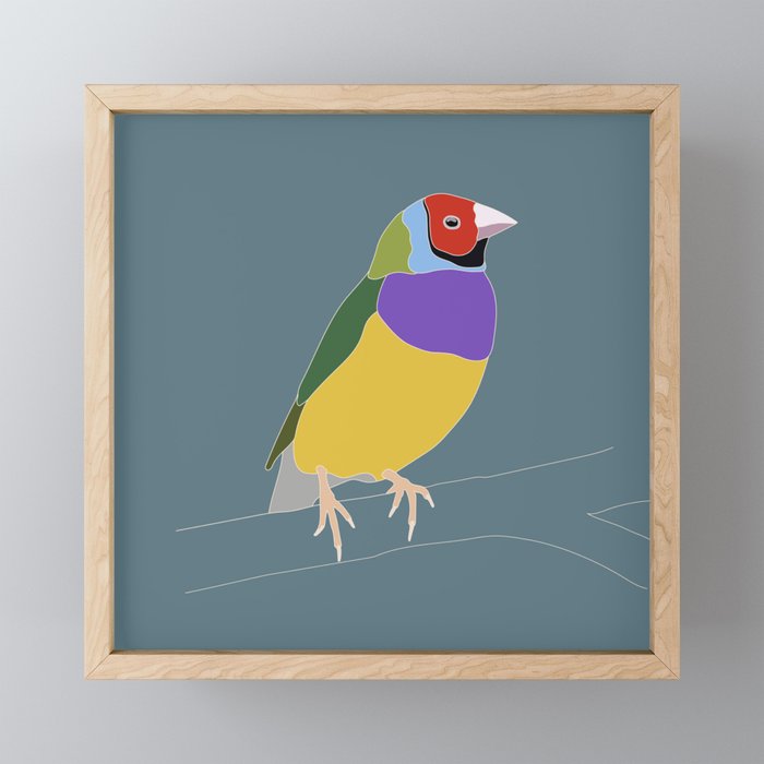 Modern digital art design of a bird with different colors of the rainbow Framed Mini Art Print