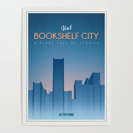 Bookshelf city, #stayhome Poster