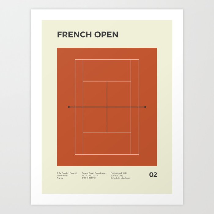 French Open - Grand Slam Tennis Print Art Print