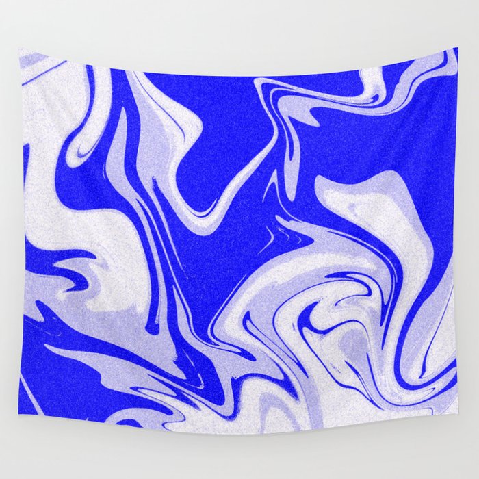 Blue Wavy Grunge Wall Tapestry