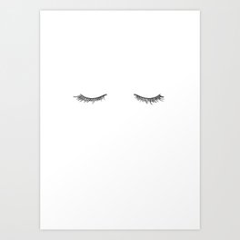 Minimal Line Drawing of Sleeping Eyes Art Print