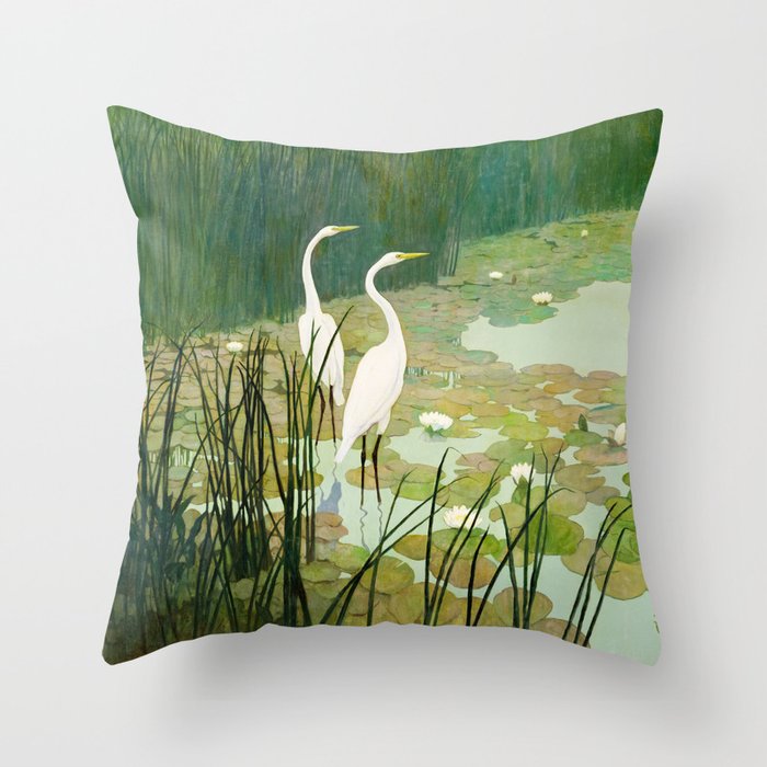 Herons in Summer, 1941 by Newell Convers Wyeth Throw Pillow