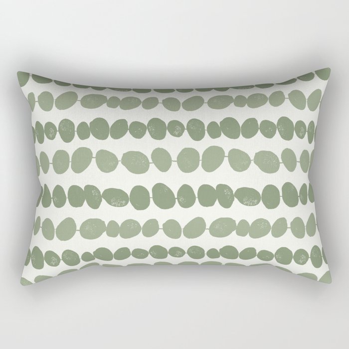 Pebbles - green pebbles on a string with a cream background Rectangular Pillow