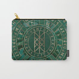 Web of Wyrd - Malachite, Leather and Golden texture Carry-All Pouch | Norse, Graphicdesign, Vikingsymbol, Norsemythology, Celtic, Protection, Runic, Webofwyrd, Icelenad, Futhark 