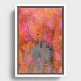 Fuchsia Messy Brushstrokes, Arches Abstract Painting  Framed Canvas