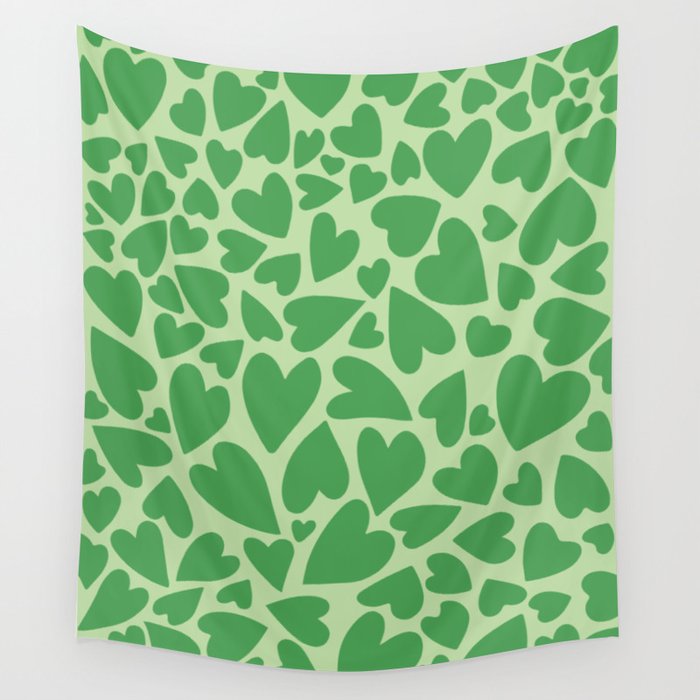 Forest Green Warped Hearts Wall Tapestry