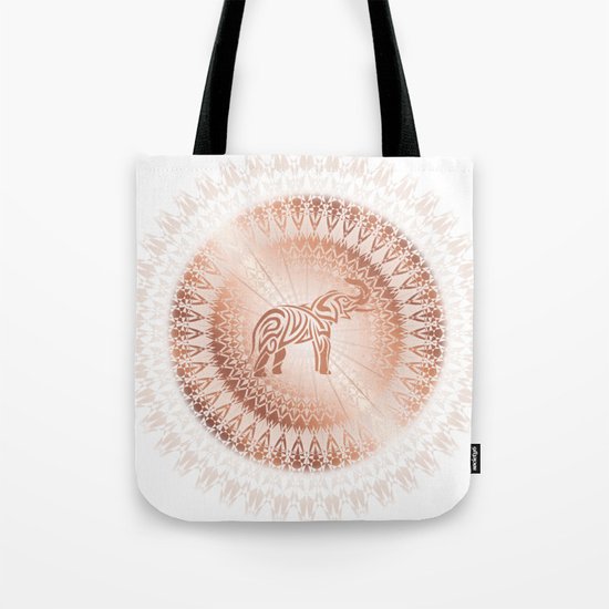 Rose Gold Elefant Mandala Tote Bag