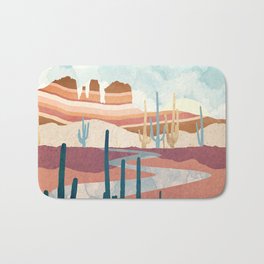 Desert Vista Bath Mat | River, Salmon, Cactus, Nature, Digital, Wanderlust, Curated, Graphicdesign, Landscape, Brown 