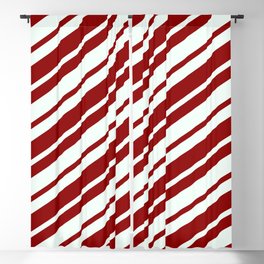 [ Thumbnail: Mint Cream & Dark Red Colored Striped Pattern Blackout Curtain ]