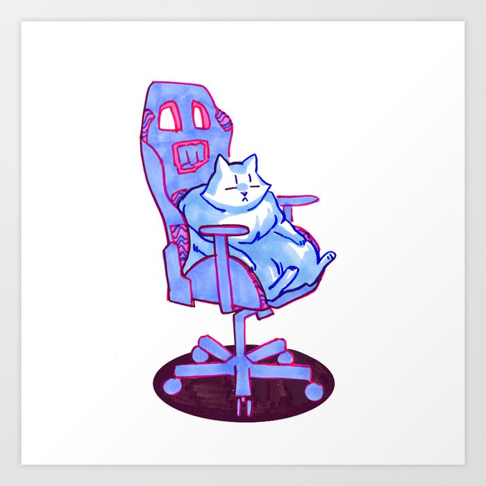 Pewdiepie Chair Cat Art Print By Slightly Life Society6